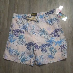 Men's Swim Trunks Shorts Size Large New with Tags Surf Society Muti Palm Trees
